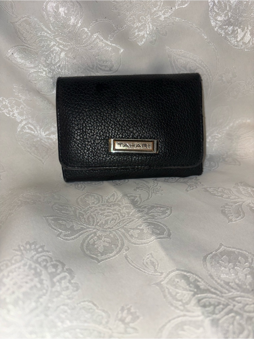 TAHARI Black Trifold Wallet • Identity Protect Lining • ID Window